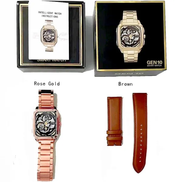 Picture of GEN-10 Watch Full Metal Body With Gold And Lather Belt