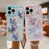 Picture of Iphone 13 14 Butterfly Star Epoxy Glitter Shockproof Girls Phone Case Shinny and Bling Rhinestone Diamond Phone Cover