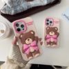 Picture of IPhone 12 13 14 15 Pro Max Cute Non slip Phone Cover for Girls Cartoon Bear Silicone Protective Phone Case